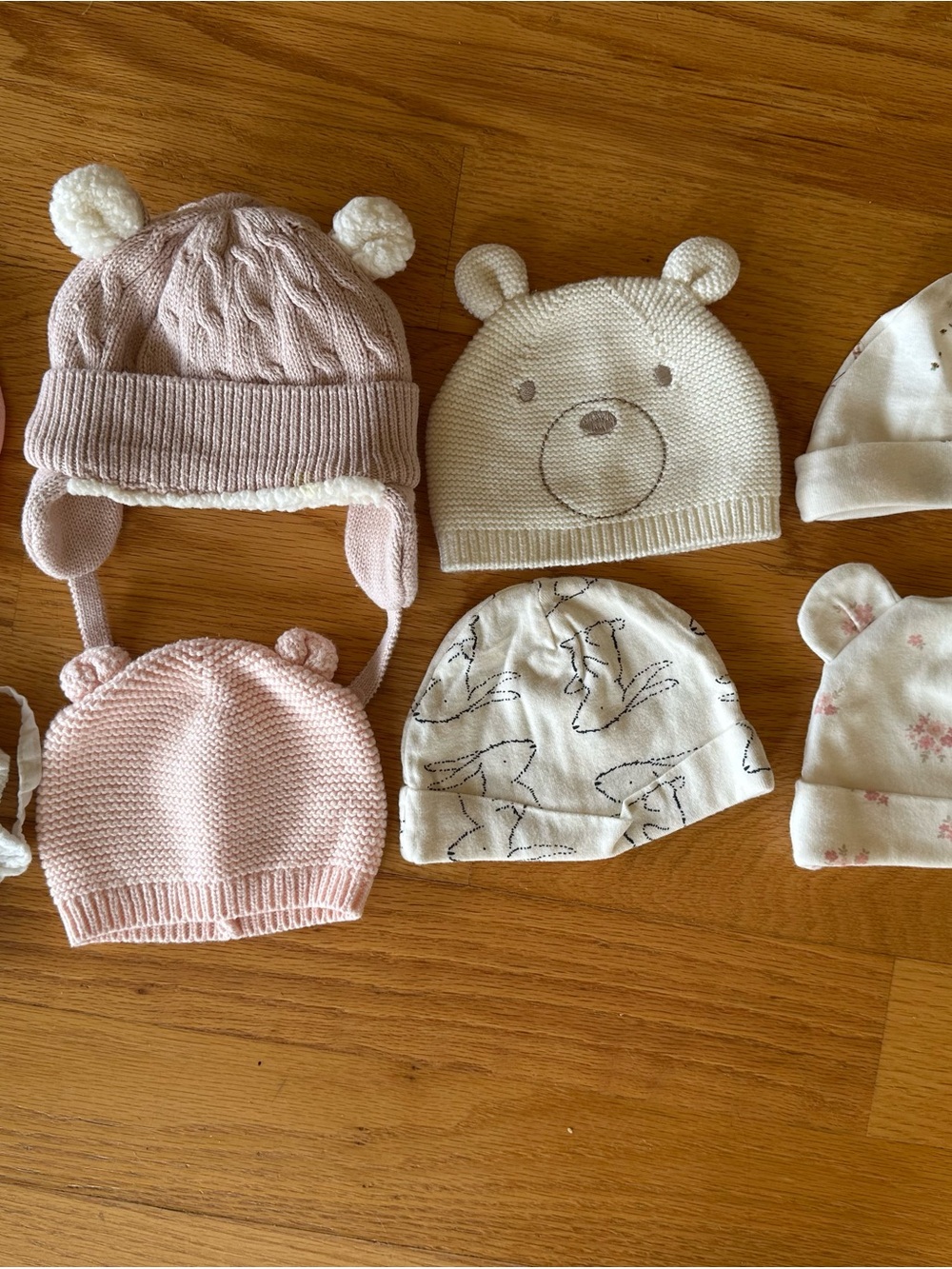 Cute Baby Beanie Cap Bundle - Pink & Cream Hats - 8 pack